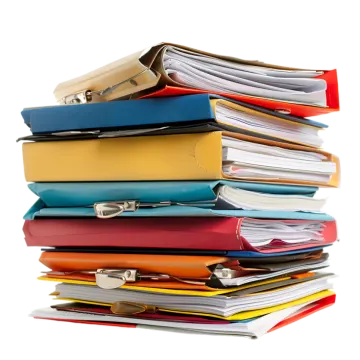 a stack of folders on white background