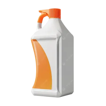 a white plastic bottle with an orange cap on the top