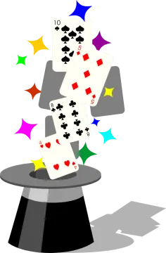 a stack of playing cards on top of a table