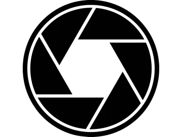 a black and white photo logo