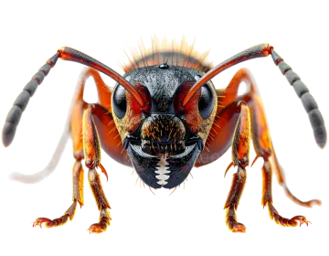 a close up of a bug on a white background