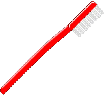 a red toothbrush on a white background