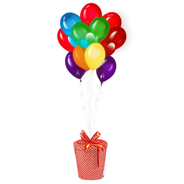 a bunch of balloons in a gift box