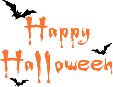 a black and orange happy halloween sign with bats