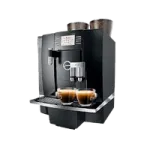 a black coffee machine on a white background