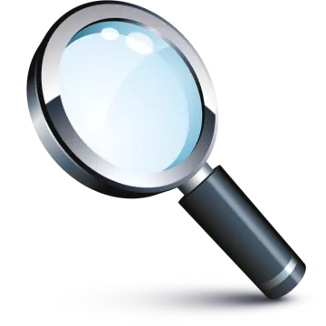 a magnized glass on a white background