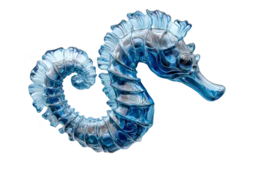 a blue and white seahorse