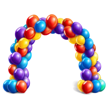 a rainbow colored balloon arch