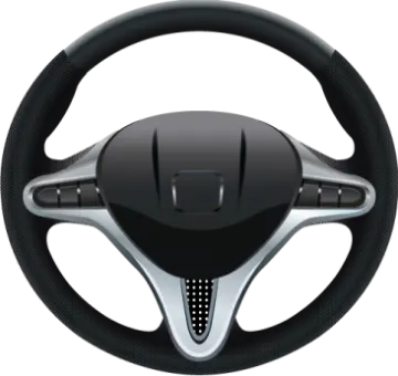 a steering wheel on a white background