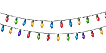 a string of christmas lights on white background