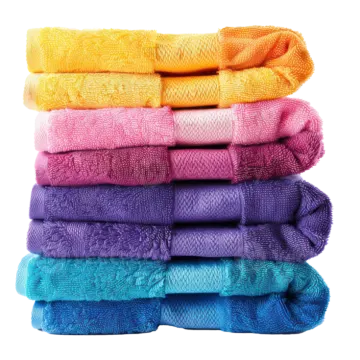 a stack of colorful towels