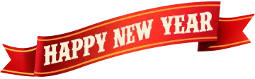 a red ribbon with the words happy new year