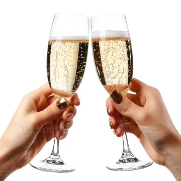 two hands holding glasses of champagne