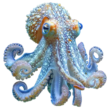 a blue and orange octopus with tentacles