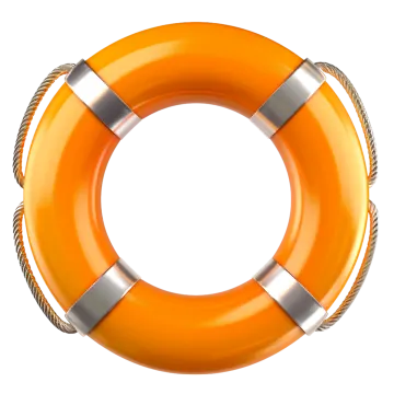 an orange life ring on a white background