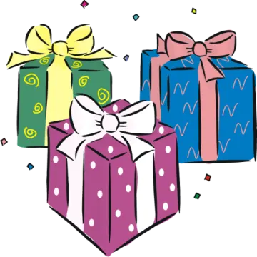 three gift boxes with bows and ribbons