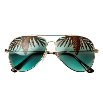 a pair of sunglasses with palm leaves on the lenses