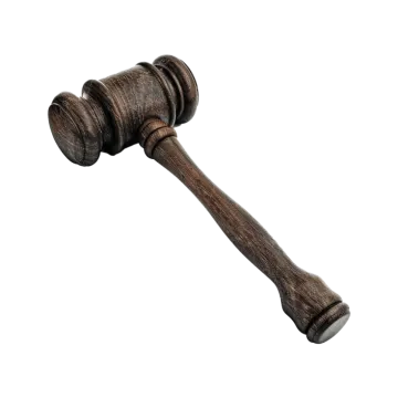 a wooden judge's gave on a white background