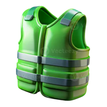 a green life vest on a white background