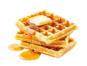 a stack of was with butter and syrup