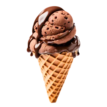 an ice cream cone filled with chocolate