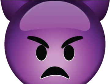 a purple pig face with an angry expression