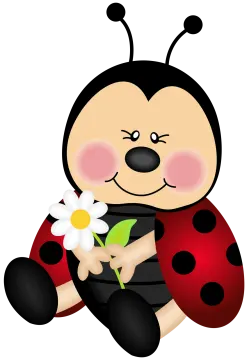 a lady bug with a flower in its hand