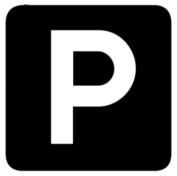 a black and white logo with the letter p