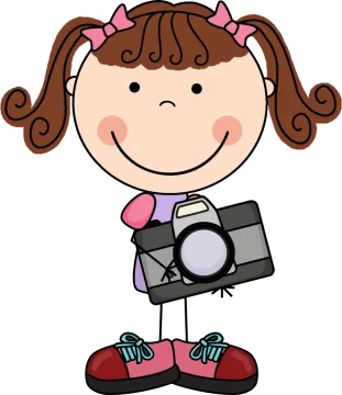a little girl holding a camera