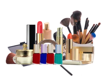a pile of makeup brushes and cosmetics products