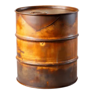 an old metal barrel with a white background