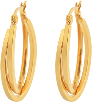 a pair of gold hoop earrings