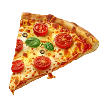 a slice of pizza on a white background