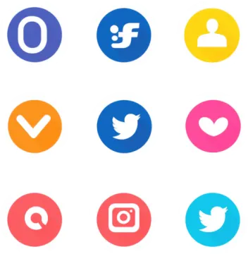a set of colorful social icons