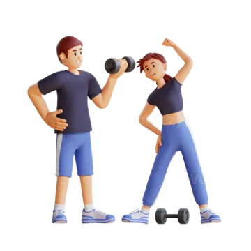 a man and woman doing dumbs with dumb weights