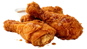 a pile of fried chicken on a white background