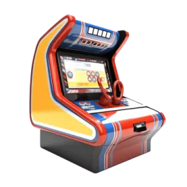 a red and yellow arcade machine