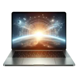 a laptop with an image of the earth in the background
