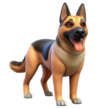 a cartoon character of a german shepherd dog