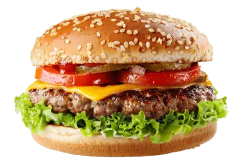a hamburger on a white background