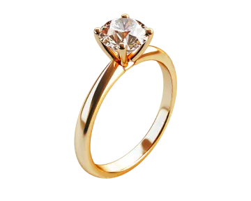 a yellow gold engagement ring with a single diamond