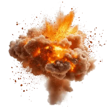 a large explosion of orange and brown smoke