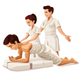 a man and woman are doing a physical exercise