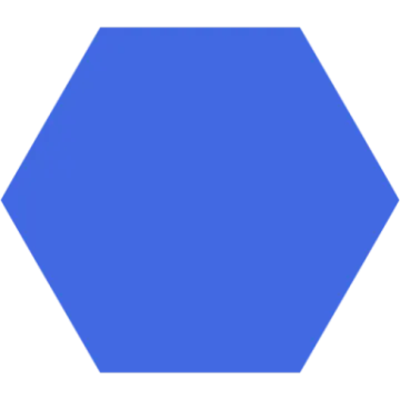 a blue hexagon on a white background