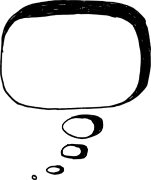 a black and white speech bubble