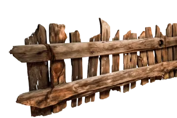 an old wooden fence with a white background