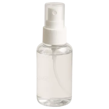 a white bottle with a spray on it