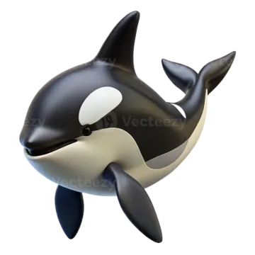 a black and white orca in the air