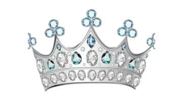 a silver crown with blue crystals on it