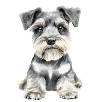 a watercolor drawing of a miniature scr dog
